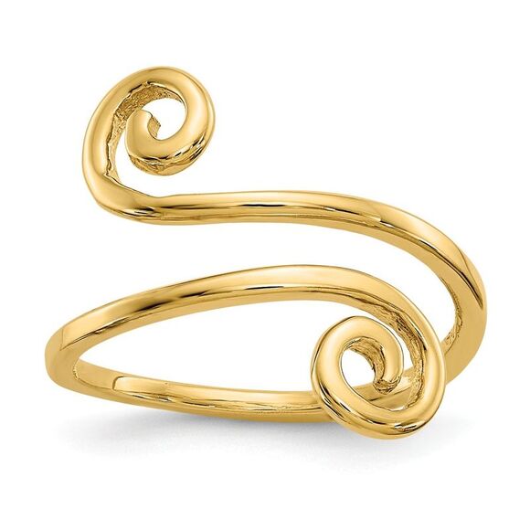 Swirl Toe Ring in 14 Karat Yellow Gold - Adjustable - Picture 1 of 6